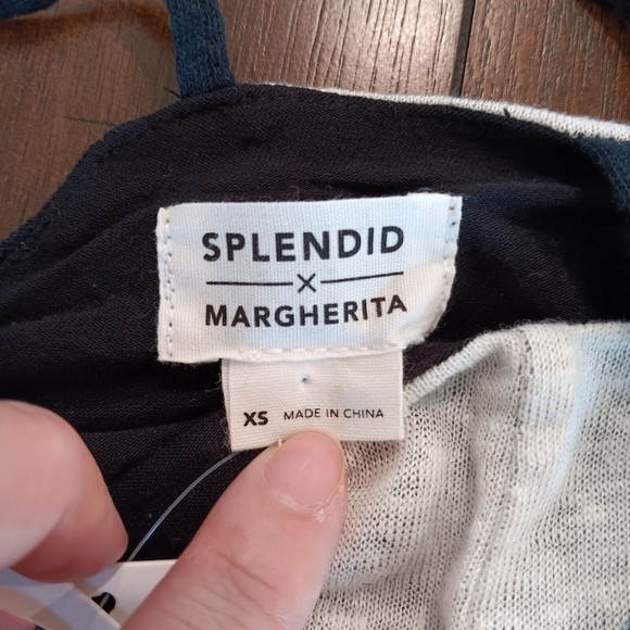 Splendid X Margherita 100% Linen Midi Dress XS Color Block Black Womens New - Picture 4 of 10